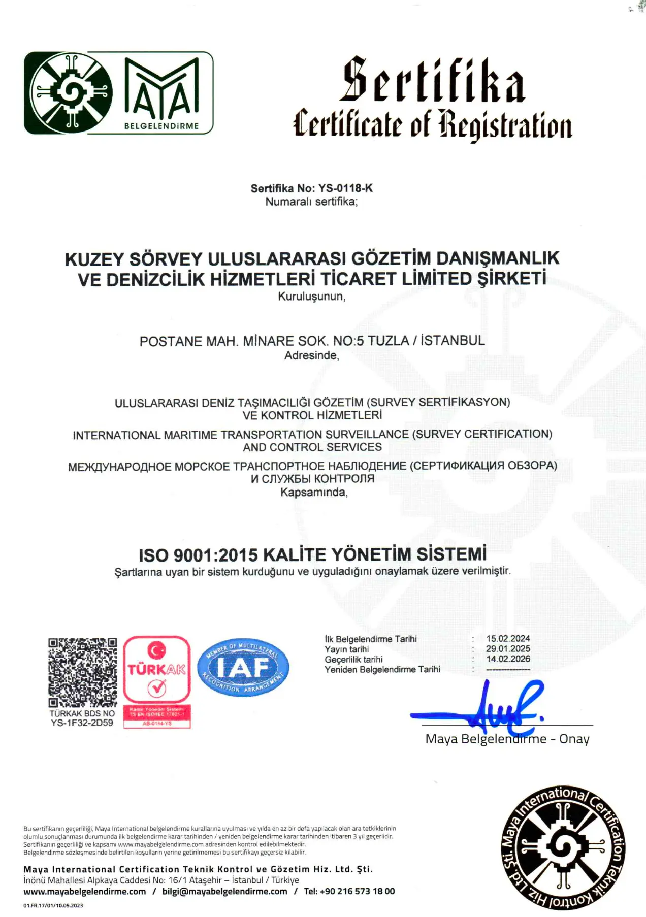 9001-Gözetim Belgesi